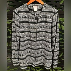 VNTG Bora Bora Black and White Patterned Blazer, Women's L